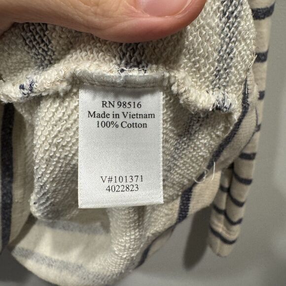 Coldwater Creek Crewneck Sweatshirt 100% Cotton Cream Stripe Women sz XL 16 - Picture 5 of 8